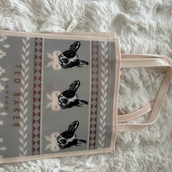 Ted Baker Handbags - Ted Baker Pink and Gray Dog Print Tote